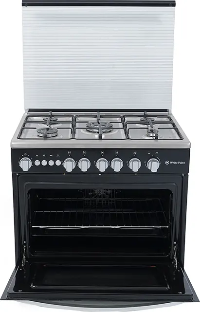 بوتجاز وايت بوينت، 80 × 60 سم، 5 شعلة، أمان كامل، استانلس × أسود، WPGC8060BXTFSAN