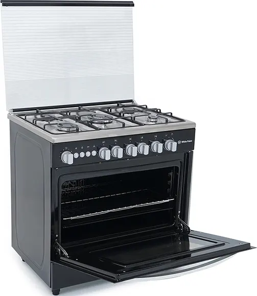 بوتجاز وايت بوينت، 80 × 60 سم، 5 شعلة، أمان كامل، استانلس × أسود، WPGC8060BXTFSAN