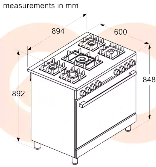 بوتاجاز بوش، 90×60 سم، 5 شعلة، أمان كامل، أسود، ستانلس ستيل، HJY5G7V69S