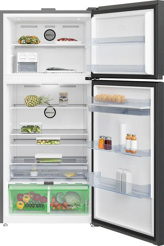 Beko Refrigerator, No Frost, 650 Liters, Inverter, 2 Doors, Digital Display, With Water Dispenser, Black, RDNE650E60ZXR