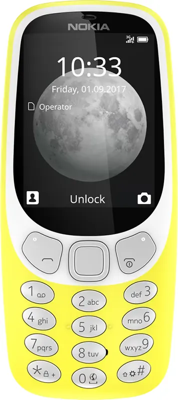 Nokia 3310 Dual SIM Mobile, 16MB Internal Memory, 16MB RAM, 2G Network, Yellow