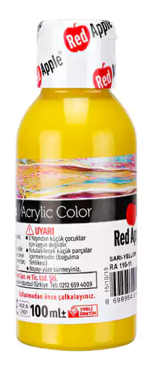 ألوان أكريلك تركي ريد أبل ،  زجاجة 100 مللي، أصفر