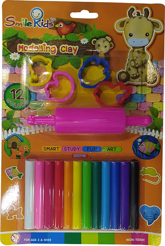 صلصال سمايل كيدز، 12 لون، مع نشابة وقطاعات، BLC.165.12C-4MR