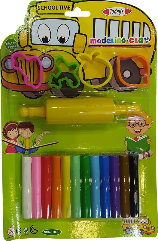 كارت صلصال 12 لون+نشابه تيلاندى