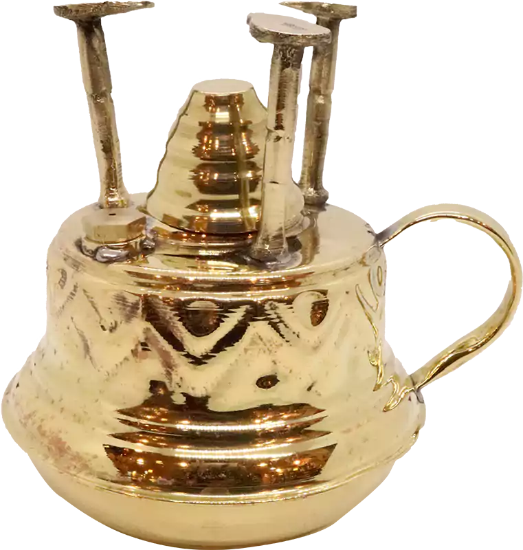 سبرتاية نحاس 3 حوامل بقاعدة متزنة وغطاء - أصفر لامع غامق