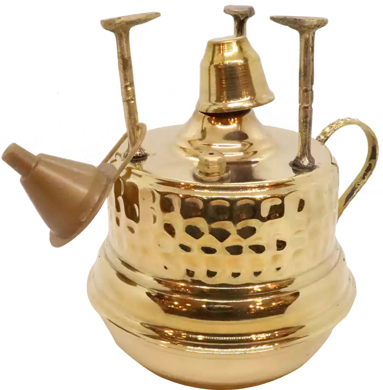 سبرتاية نحاس 3 حوامل بقاعدة متزنة وغطاء - أصفر لامع غامق