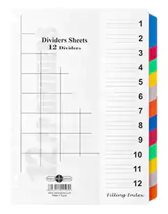 حافظة ملفات واوراق ساسكو A4 ، مع فواصل ، من 1 إلى 12