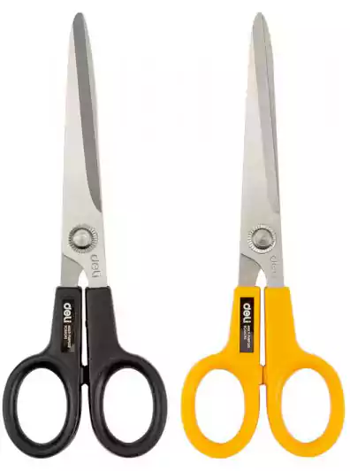 Deli Stainless Steel Scissors, Plastic Handle, 17.8 cm, Black, 6014