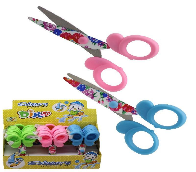 Light stainless steel children's scissors with a comfortable plastic handle, Mixed colors MK.220