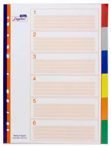 فواصل ملفات A4 ديجيتال، من 1 إلى 12، ألوان متعددة
