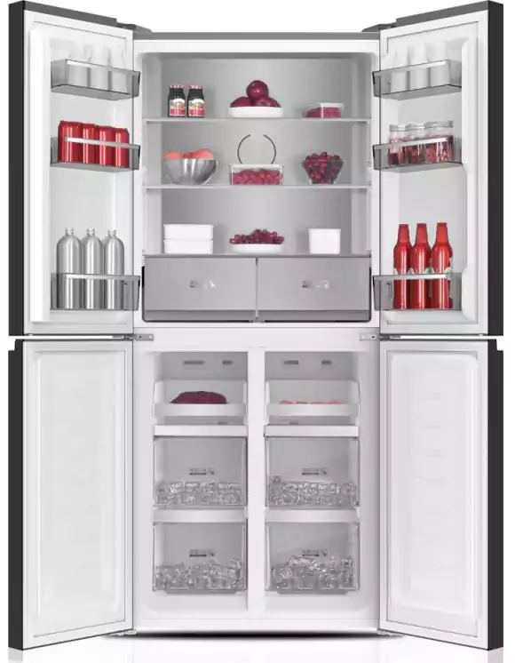 White Whale Refrigerator, No Frost, 450 Liters, Inverter, 4 Doors, Digital Screen, Bottom Freezer, Black, WR-G8399AB-INV