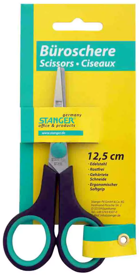 Stanger Scissors, Plastic Handle, 12.5 cm, Black x Green
