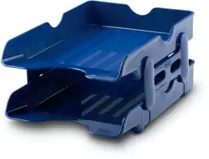 منظم مكتب 2 دور بلاستيك، ازرق