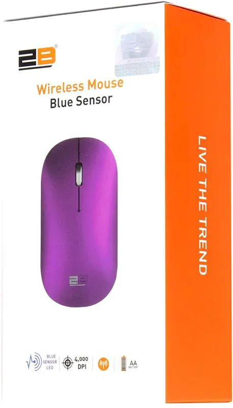 2B Wireless Mouse, 4000 DPI, Single Band, Purple, MO877