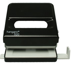 Kangaro Office Paper Puncher, 2 Holes, Quick Use, Black 520
