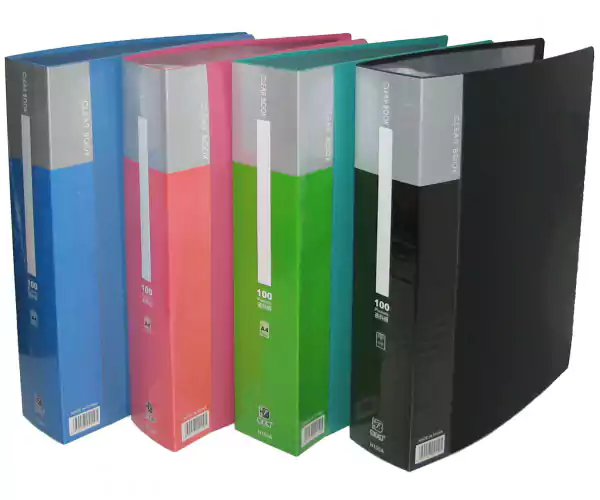 حافظة أوراق A4 بجيوب، 100 جيب، ألوان متعددة، H100