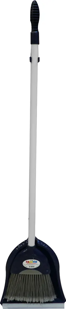 جاروف بفرشاة بلاستيكية للتنظيف يد طويلة - أسود