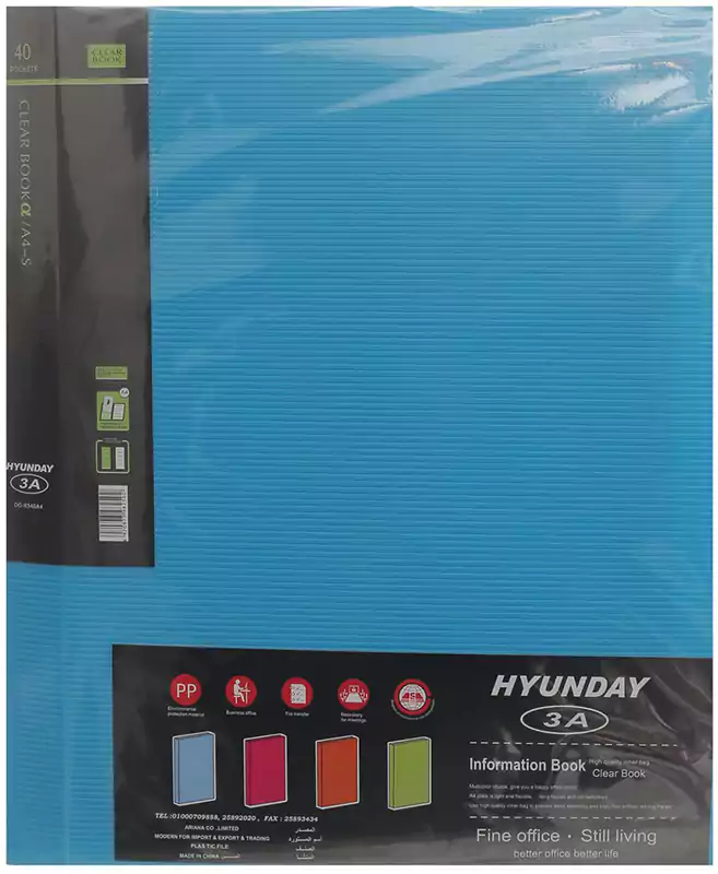 Hyunday A4 Pocket folder, 40 pockets, Multi colors, DG8340