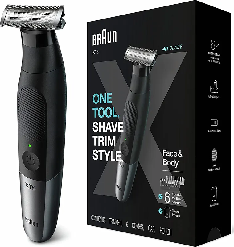 Braun Electric Hair Clipper for men, Wet & Dry use, Rechargeable, Black, XT5100