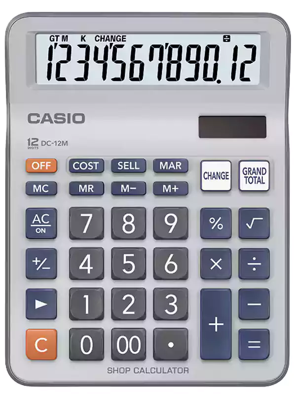 Casio DC-12M Desktop Calculator, Silver, 12 Digits