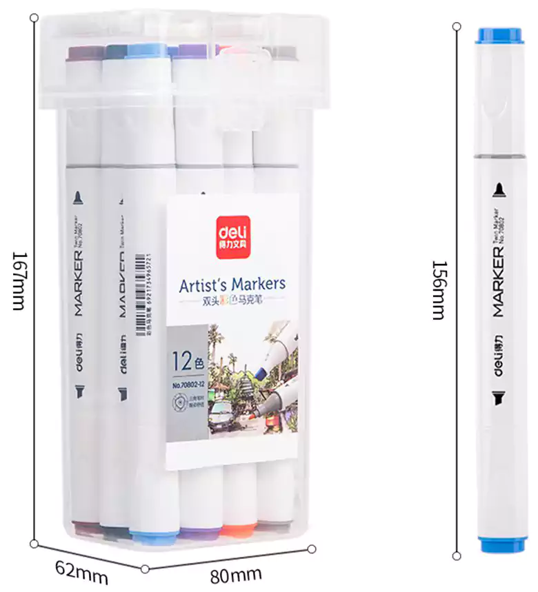 قلم ماركر ديلي سن مزدوج مشطوف وعادي، ثابت، ألوان متعددة، 70804