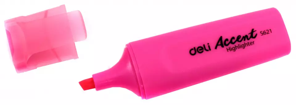 Deli Phosphorescent Highlighter pen, Fuchsia, Chisel tip