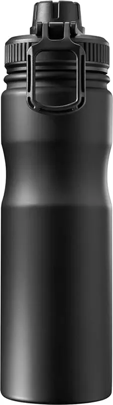 زجاجة مياه حافظة للحرارة تانك من الاستانلس ،650 مل، غطاء كبس ،أسود