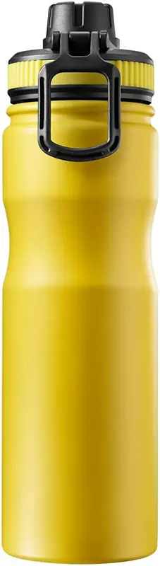 زجاجة مياه حافظة للحرارة تانك من الاستانلس ،650 مل، غطاء كبس ،أصفر