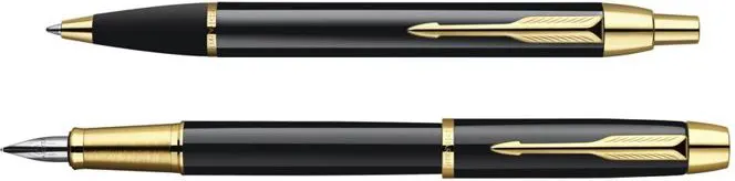 باركر طقم قلم حبر سائل وقلم حبر جاف IM 2093216، اسود × ذهبي