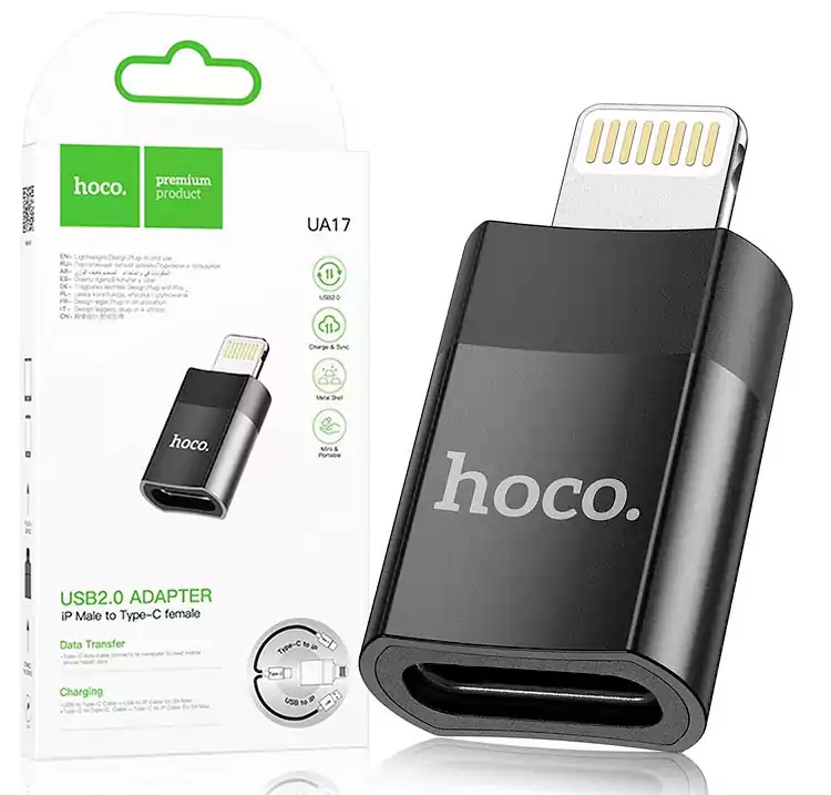 محول HOCO USB 2.0 IP ذكر إلى أنثى من النوع C-UA17