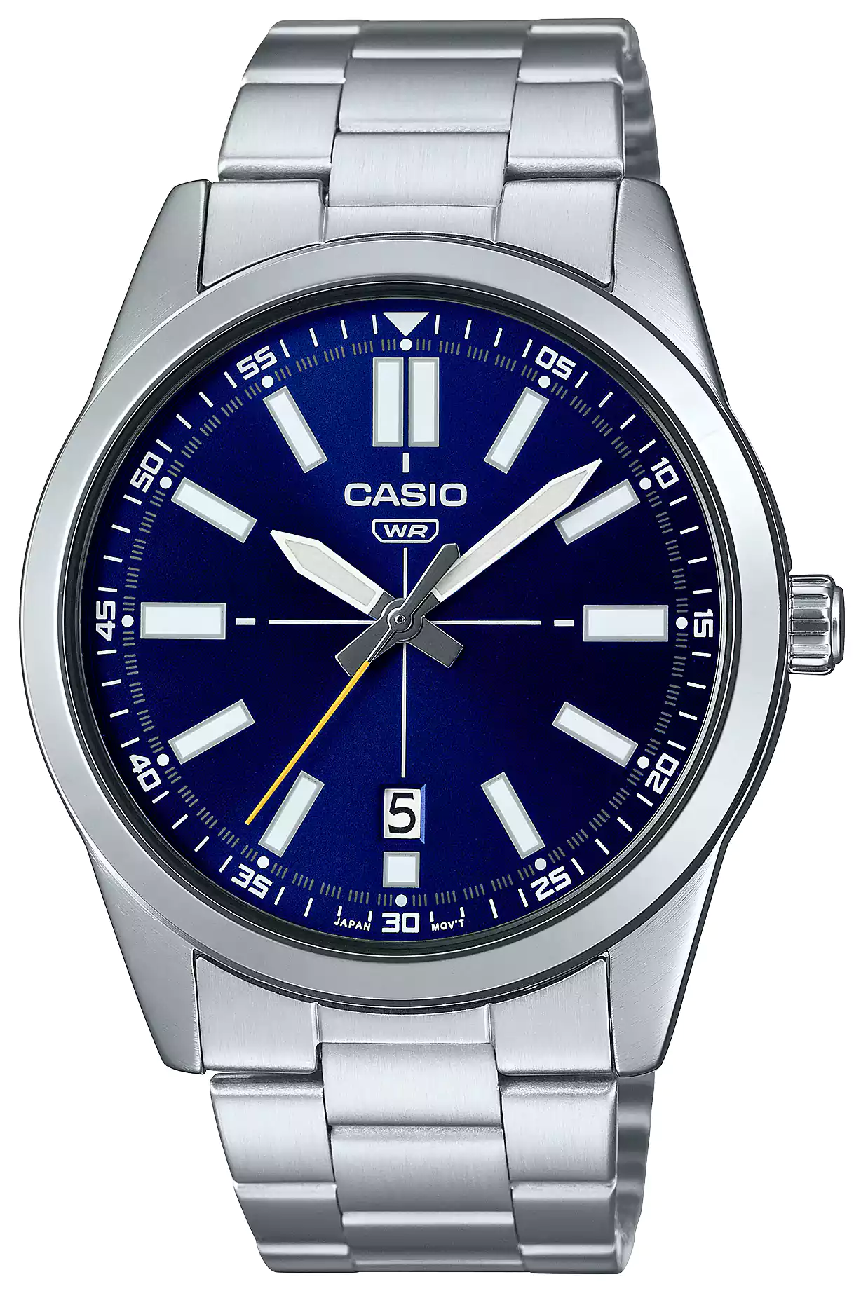 Casio Watch for Men, Analog, Stainless Steel Strap, Silver, MTP-VD02D-2EUDF