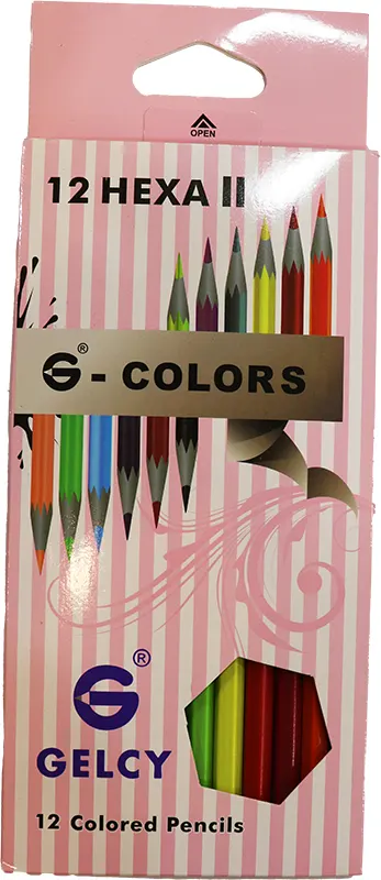 علبة ألوان  خشب  جيلسي هيكسا ، مجموعة 12  لون طويل  ، ألوان متعدد ة