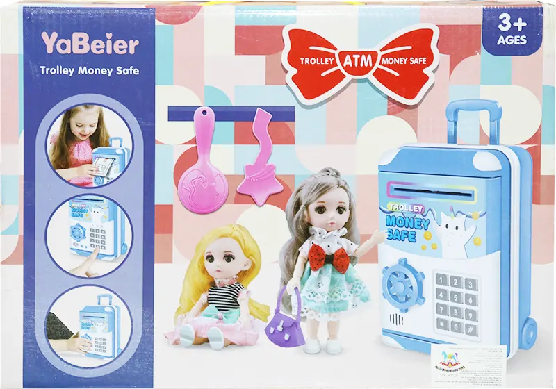 حصالة نقود، مع عروسة، سماوي، 3003B