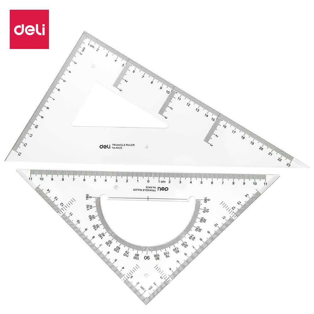 Deli Geometric triangle  30-60 + 45 angles, large size, Transparent 6425