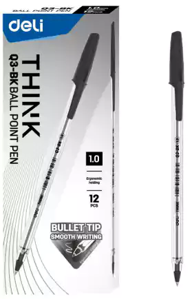 Deli ballpoint Pen, 1 mm, Black, Q3-BK