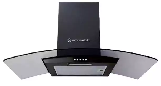 Ecomatic Built-in  Pyramid Decorative Curved Hood, 90 cm, 3 speeds, Black Crystal, H9207KGBBK