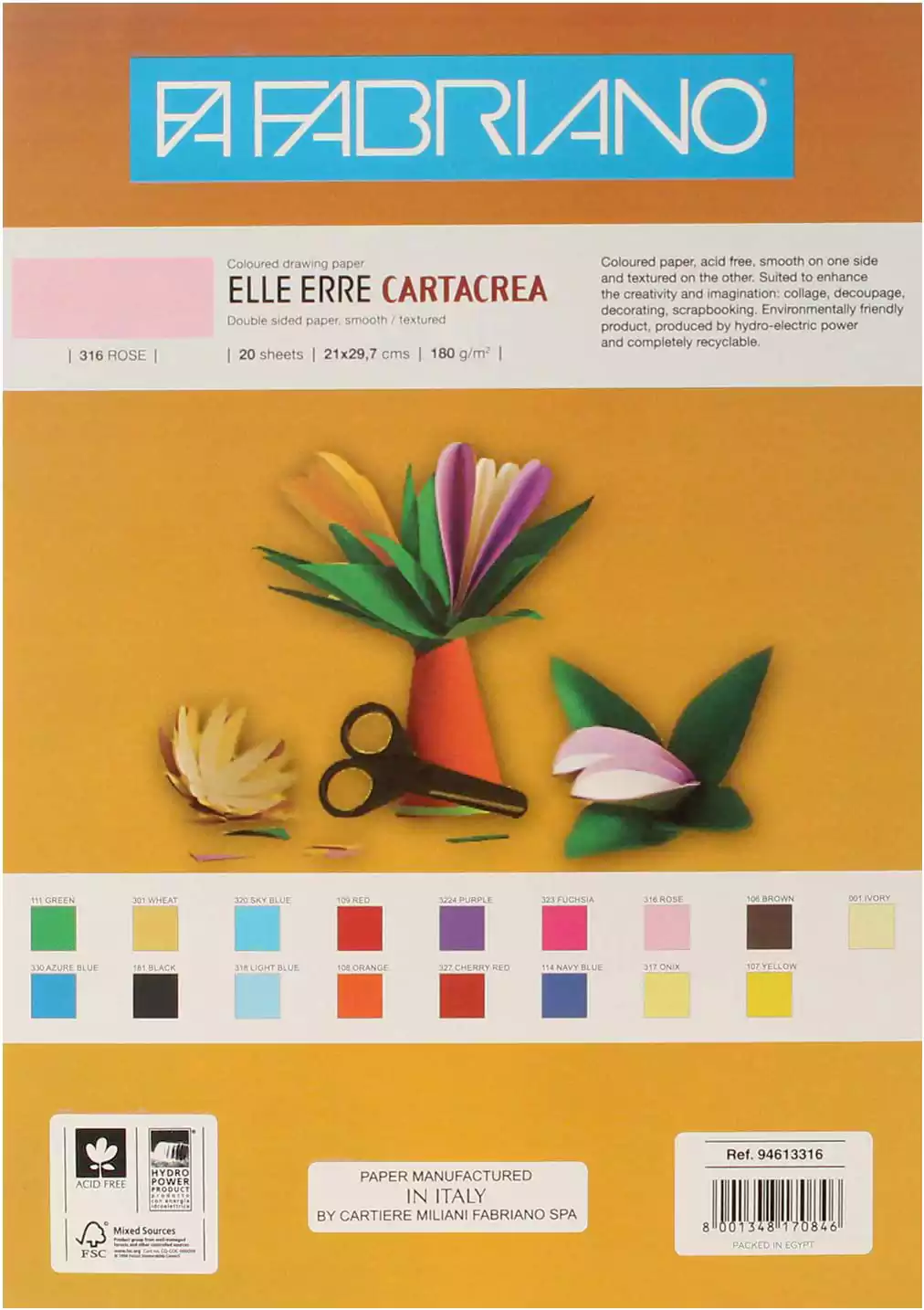 Fabriano Elle Erre Sketchbook, Size 21*29.7 cm, 20 Sheets, Pose Paper, Assorted Colors