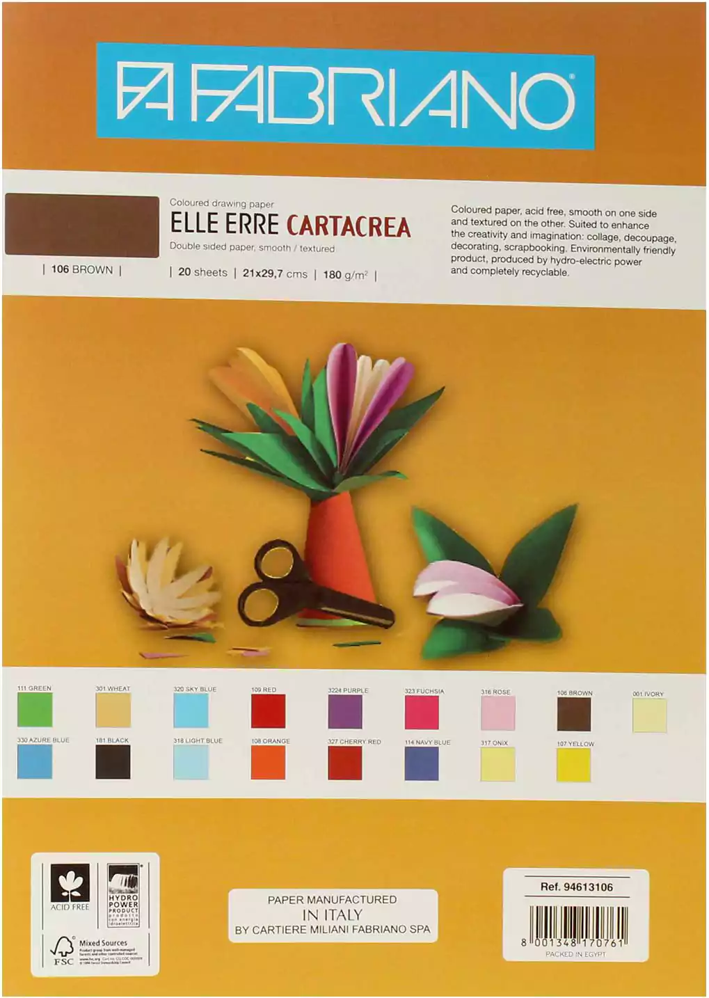 Fabriano Elle Erre Drawing sketch, 21x29.7 cm, 180 gm, 20 Sheets, Brown