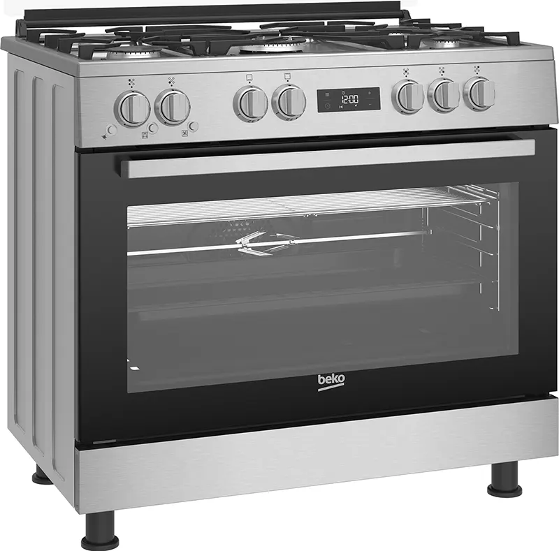 Beko cooker, 90 x 60 cm, 5 burners, full safety, digital, silver, GGR 15325 FX NS