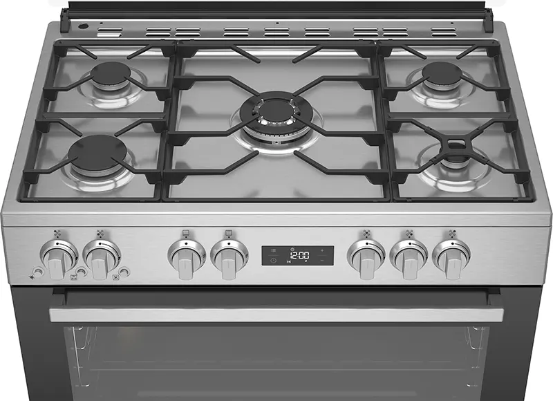 Beko cooker, 90 x 60 cm, 5 burners, full safety, digital, silver, GGR 15325 FX NS