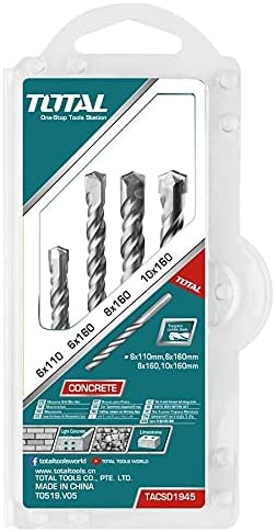 طقم بنط تخريم حديد توتال،4 قطع، TACSD1945