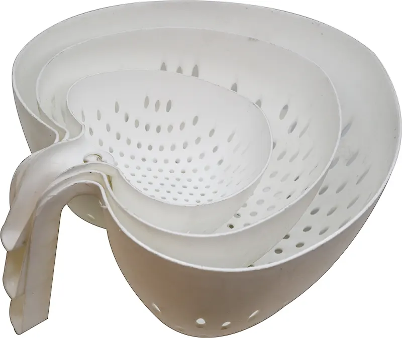 طقم مصافي طعام بلاستيك 3 قطع بيد واحدة - أبيض