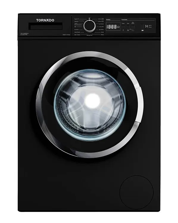 غسالة ملابس فول اوتوماتيك تورنيدو، تحميل أمامي ، 6 كجم ، 15 برنامج ، شاشة ديجيتال ، أسود، TWV-FN68BKOA