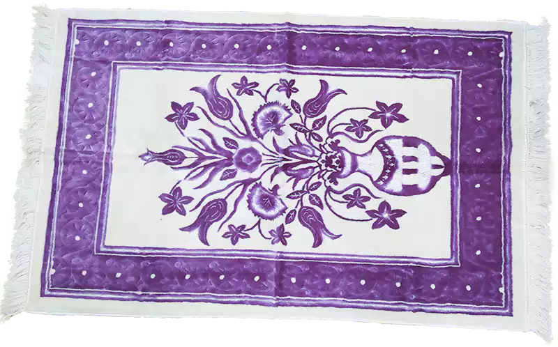 سجادة صلاة قطن بتصميم زهرية ورد - بنفسجي