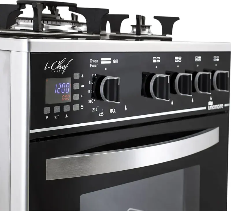 بوتاجاز يونيون تك اي شيف سمارت، 60 × 60 سم ، 4 شعلة،أمان كامل ،ديجيتال، أسود، C6060GS-AC-383-IDSHS