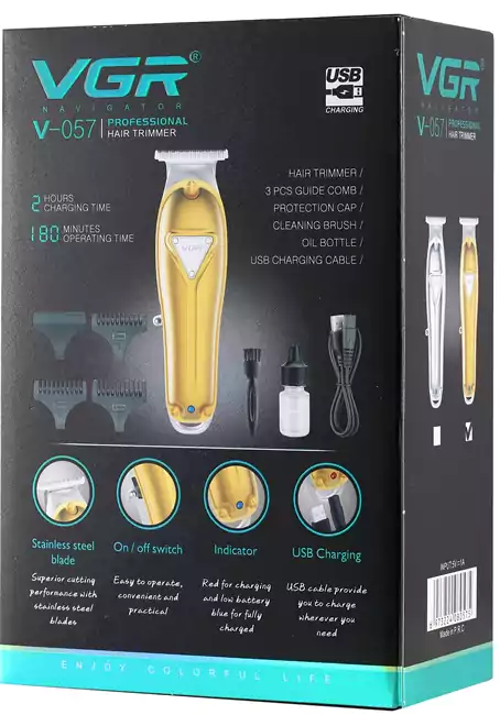 VGR Electric Hair Clipper for men, Silver × Gold, V-057