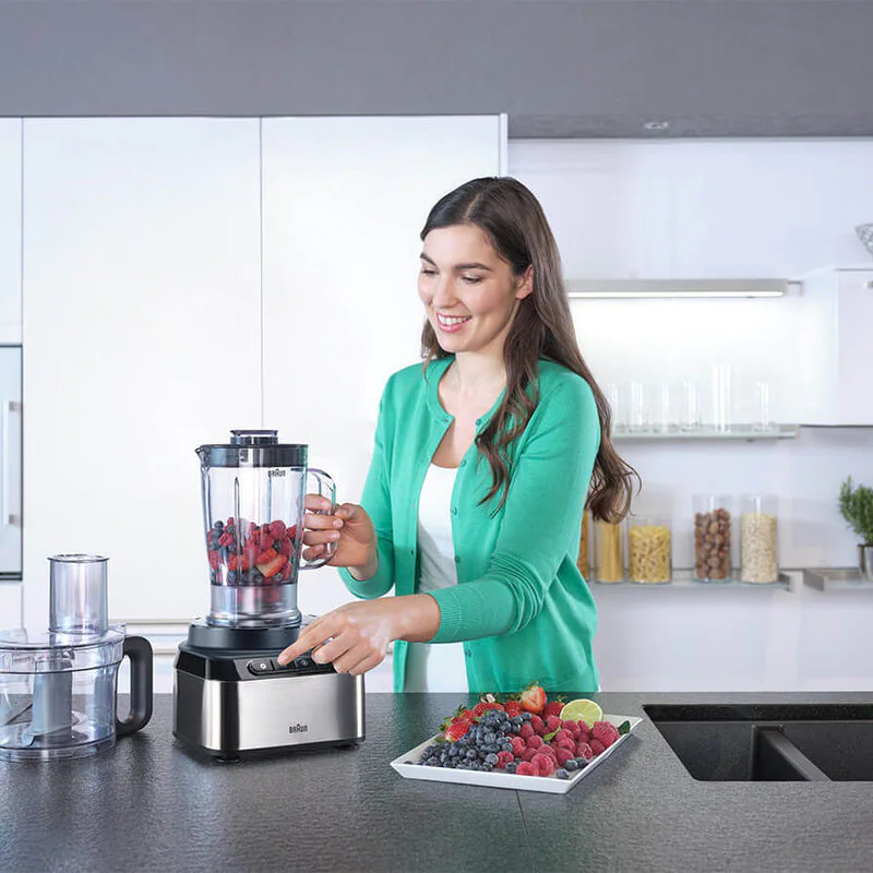 Braun PureEyes Food Processor, 800 Watts, 2 Liter, Multi function, Dark Silver, FP 3235 SI