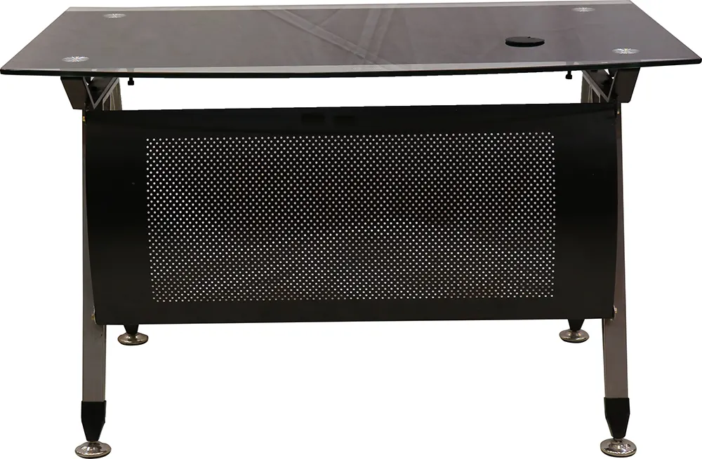 مكتب زجاج معدني  بطراز عصري حديث بوحدة ادارج مناسب لمدير العمل - أسود