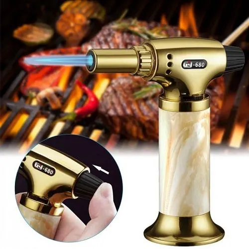 Flame gun for roasting food - gold