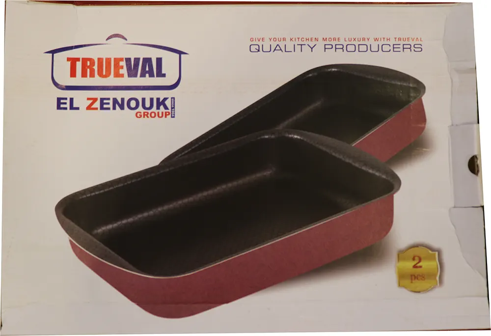 طقم صواني فرن تروفال مقاس 30 - 35 غير لاصقة قطعتين - أحمر